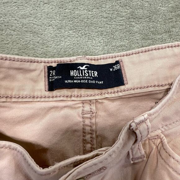 Hollister Ultra High Rise Cargo Dad Pants 26R Pink Preppy Y2K Summer Stretch - Picture 5 of 7